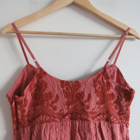 URBAN OUTFITTERS Jamie Embroidered Babydoll Dress Boho in Terracotta - Size S - Picture 12 of 16
